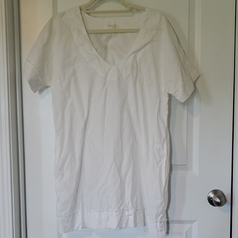 GILLIA White Linen Swim Coverup